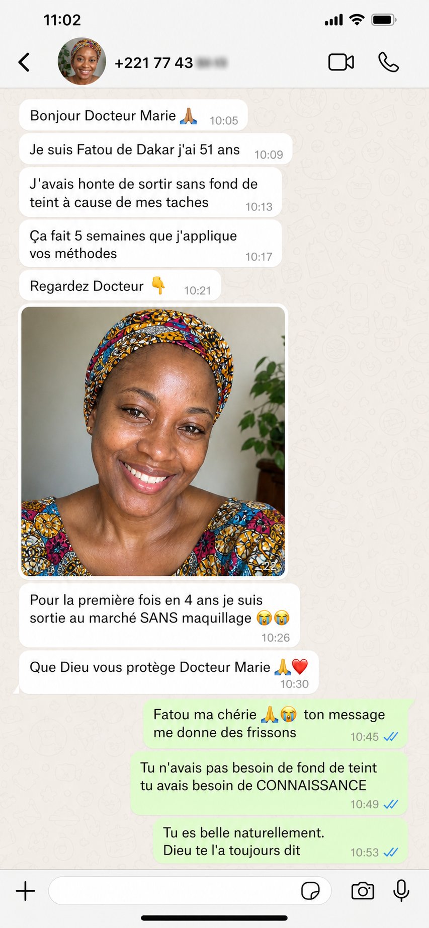 Témoignage WhatsApp de Fatou de Dakar
