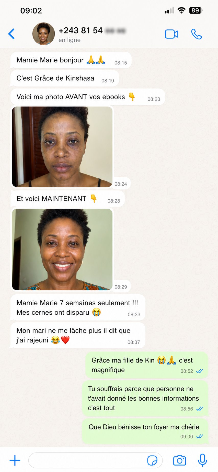 Témoignage WhatsApp de Grâce de Kinshasa